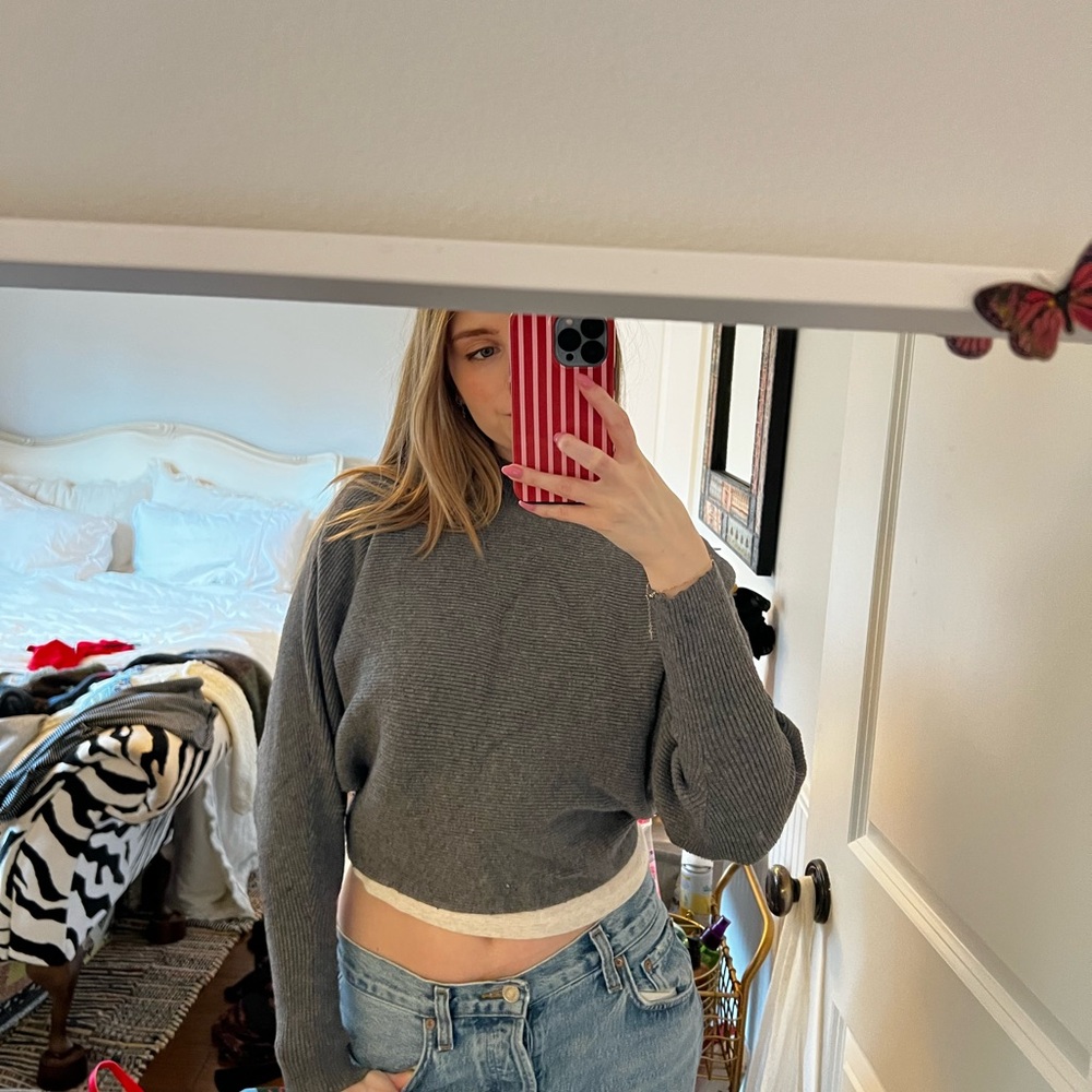 Zara Gray Cropped Sweater